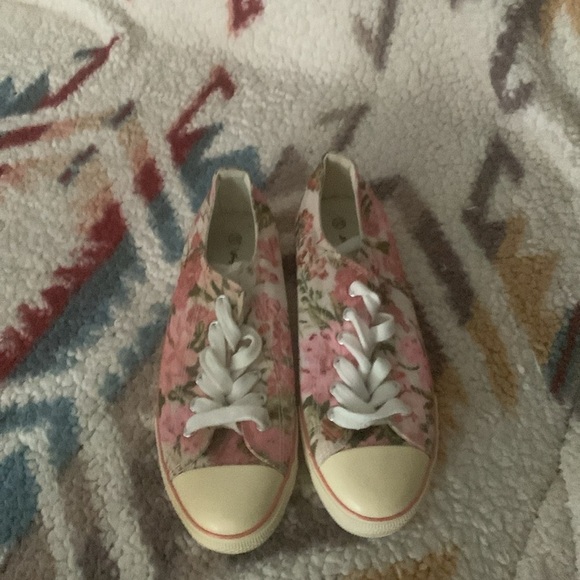 Pink And Green Floral Sneakers - Picture 2 of 2